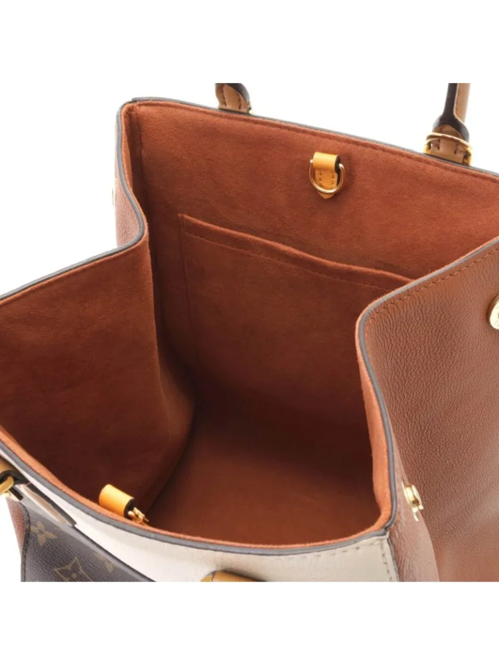 Louis Vuitton Fold Tote Bag MM Monogram Leather Camel Sunbeam Cream
